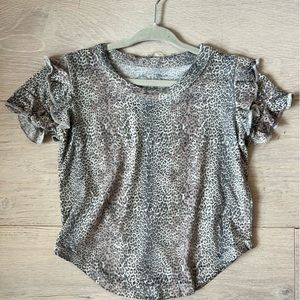 Chaser 4T girls ruffle sleeve cheetah print tee